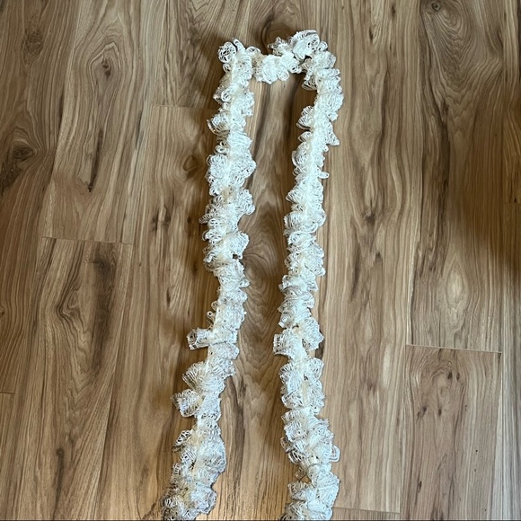 New Handmade Crochet Multi-Colored Sequined Champagne Color Scarf 62” Long - Picture 3 of 11